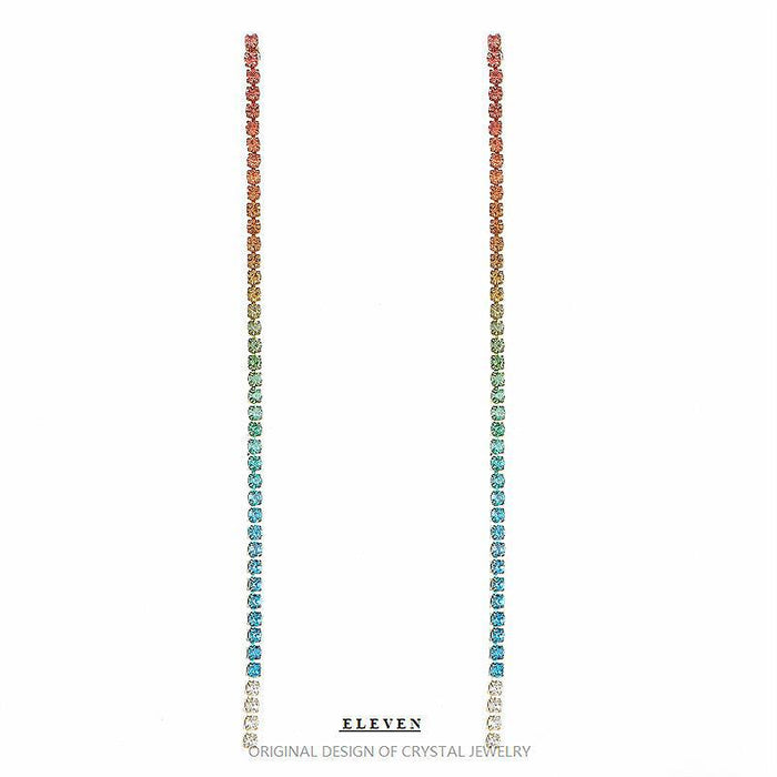 Korean Colorful Long Earrings - Simple Rhinestone Dangles for a Stylish Look - wallojewerly 
