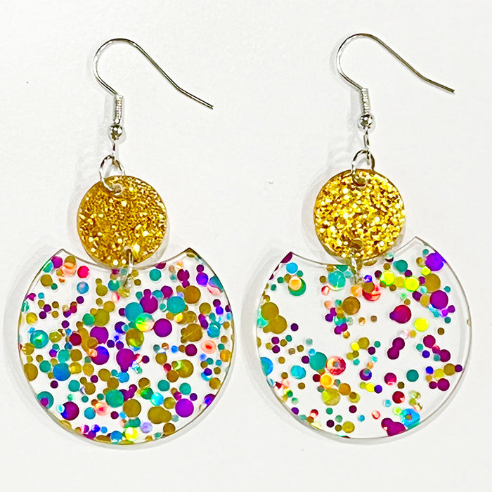 Geometric glitter clear acrylic earrings - wallojewerly 