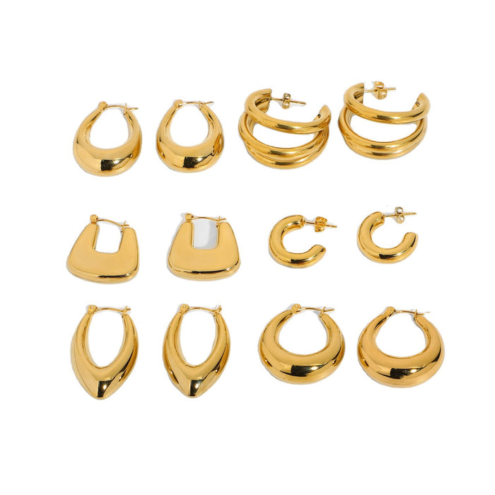 Simple Fashion Titanium Steel Earrings - 18K Gold Plated Geometric Design Jewelry