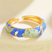 Wholesale copper dripping flower open rings - wallojewerly 
