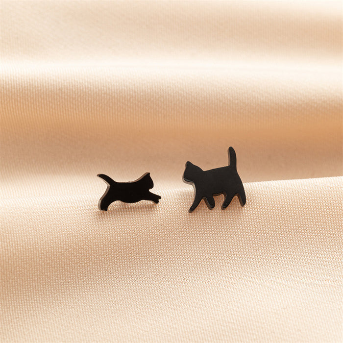 Running Cat Stainless Steel Earrings - Fun and Playful Animal Jewelry