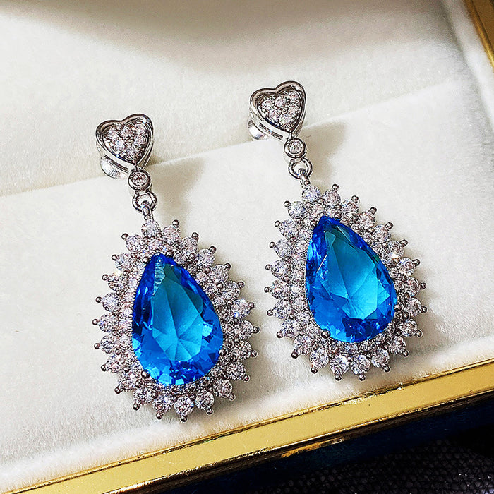 Blue zircon earrings earrings wholesale