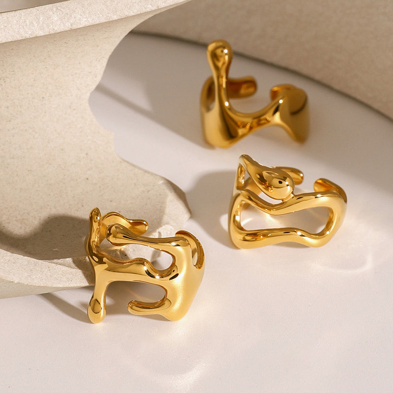 18k gold stainless steel open ring