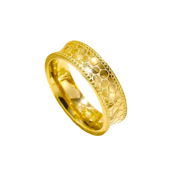 Wholesale titanium steel 18K gold-plated fish scale glossy couple rings