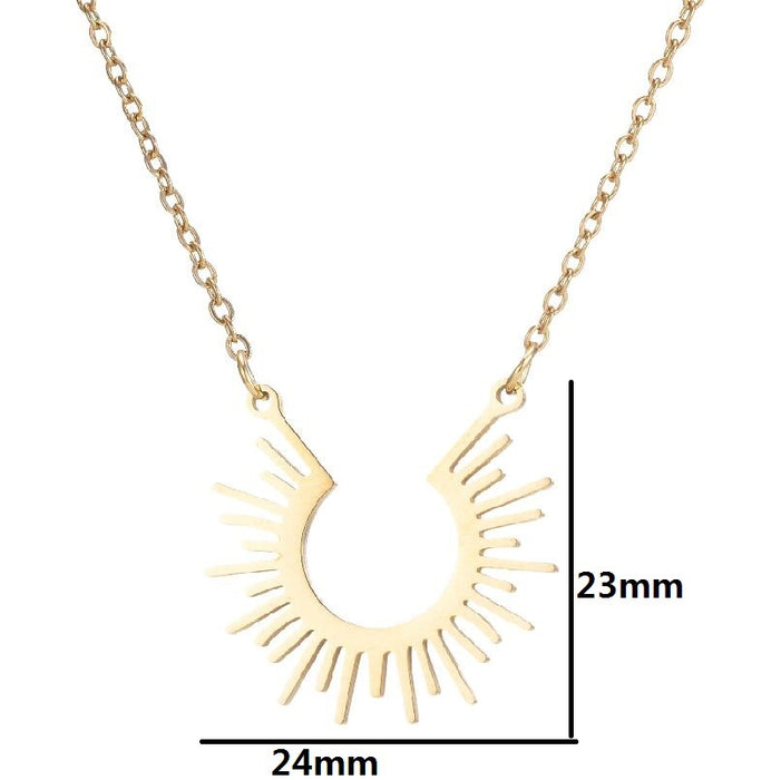 Geometric semicircle sunflower pendant necklace, cross-border niche design, simple and fashionable summer accessories