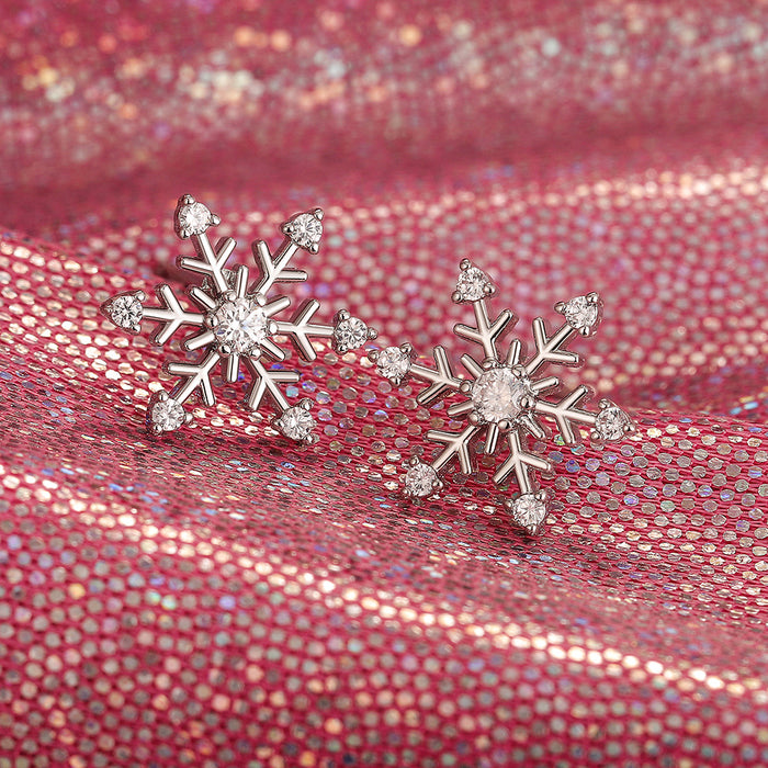 Christmas Snowflake Zircon Earrings Gift Women's Earrings