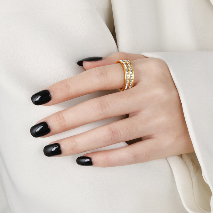 Wholesale gold-plated stainless steel and titanium steel full-circle square diamond rings