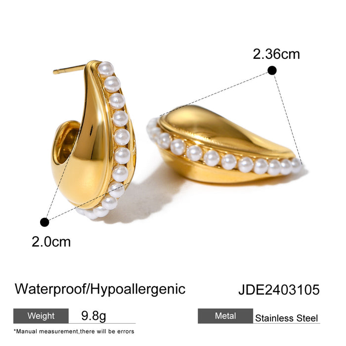 Pendientes de circonita hueca en forma de C de acero inoxidable chapado en oro de 18 quilates con diseño geométrico minimalista: joyería elegante para mujeres