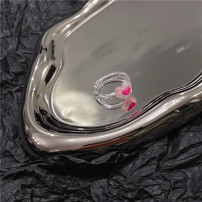 Pink Square Transparent Resin Ring - wallojewerly 