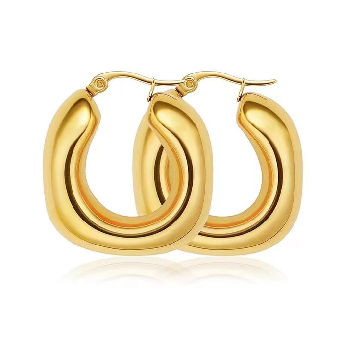 Exquisite Crescent Earrings Stainless Steel Hollow Design