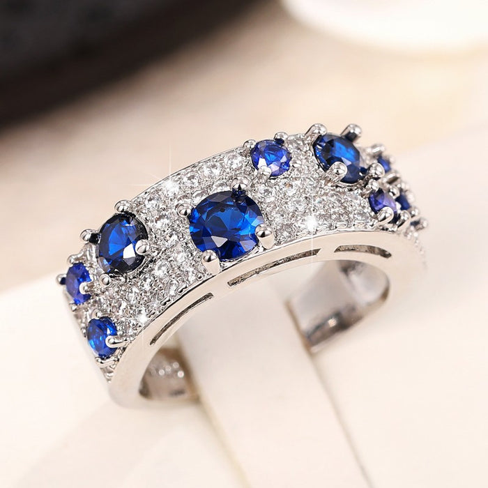 Large and small zircon palace style ring