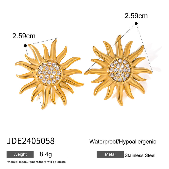 Stainless steel sunflower necklace pendant earrings flower earrings