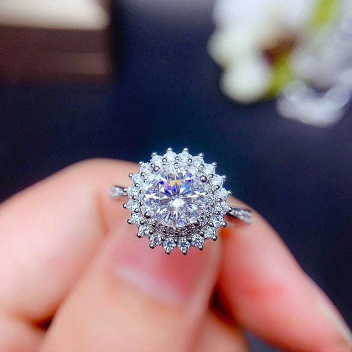 Anillo de girasol de lujo con temperamento de celebridad, anillo femenino de moda