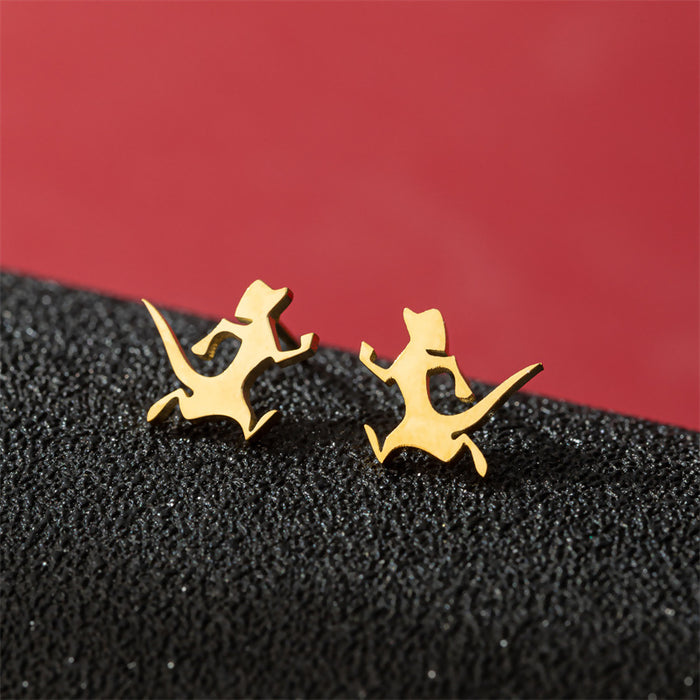 Dog and Cat Stainless Steel Stud Earrings - Cute and Playful Animal Jewelry