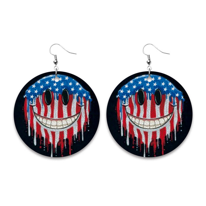 Independence Day Earrings with Peace Sign and Smiley Face for Holiday Gifts