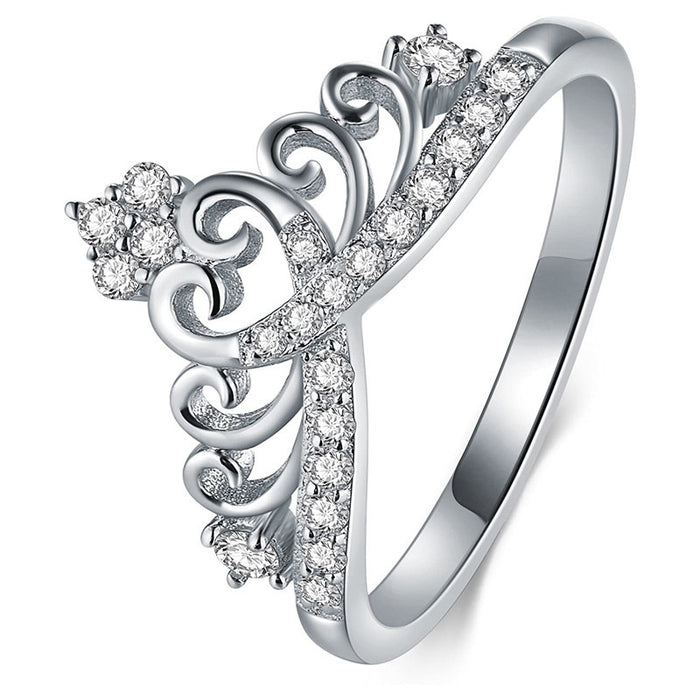 Anillo de corona de princesa con diseño de nicho femenino, anillo de flores de amor