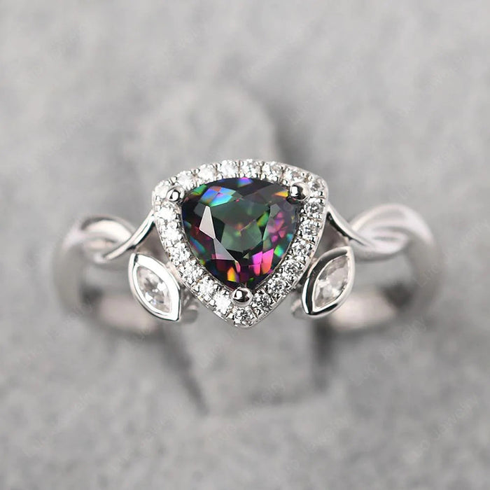 Colorful triangle ring pastoral style cute horse eye zircon female ring