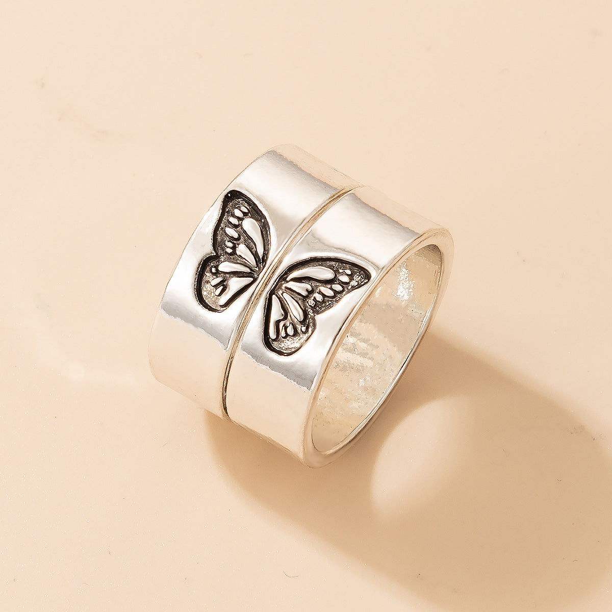 Love Couple Geometric Letter Ring Set