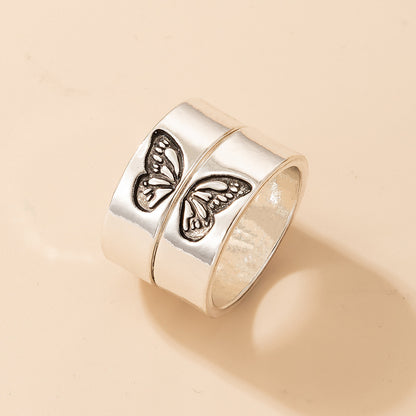 Love Couple Geometric Letter Ring Set