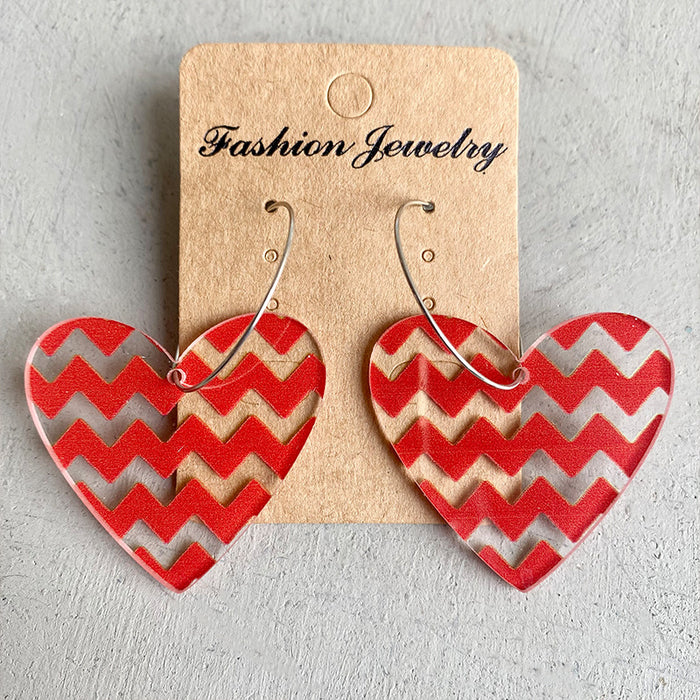 Love Striped Acrylic Earrings