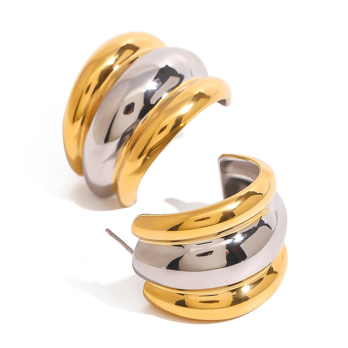 Stainless steel color matching double C earrings niche earrings titanium steel color retention