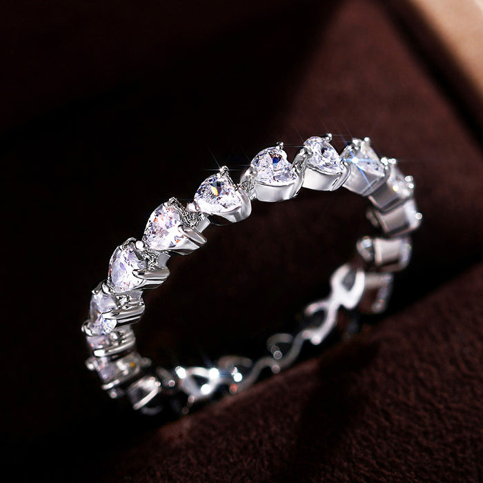 Heart-shaped zircon ring sweet ins style Valentine's Day gift ring