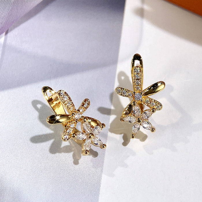 Zircon flower earrings Korean style flower earrings for women