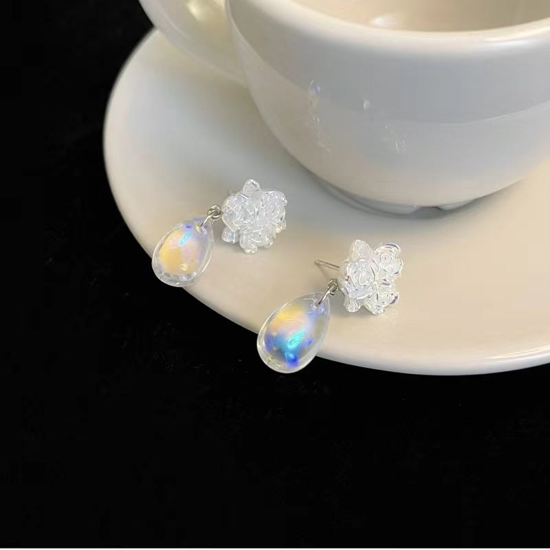 Spring and summer water drop earrings S925 silver needle gentle temperament earrings