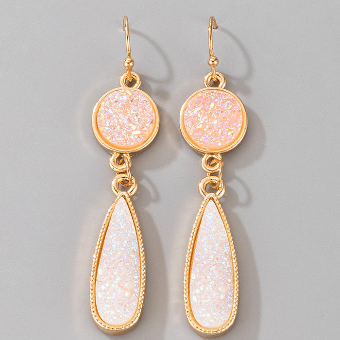 Pink sequin ear hook geometric alloy water drop earrings