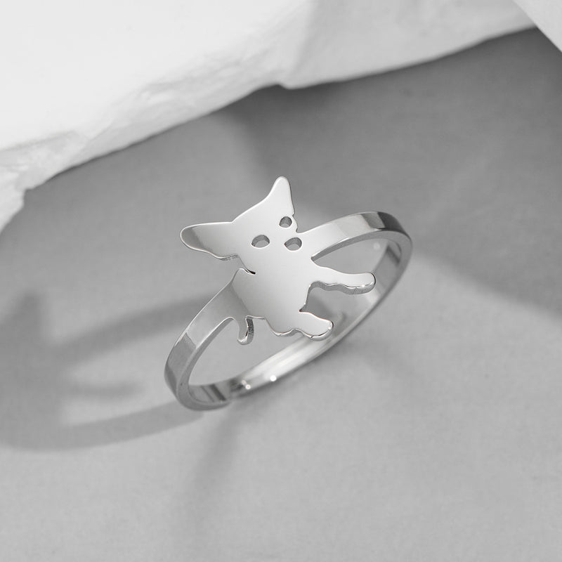 Stainless steel pet dog ring, niche design open animal ring wholesale