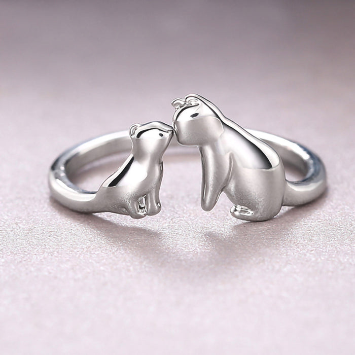 Anillo de beso de gato, lindo animal, lindo anillo de mujer