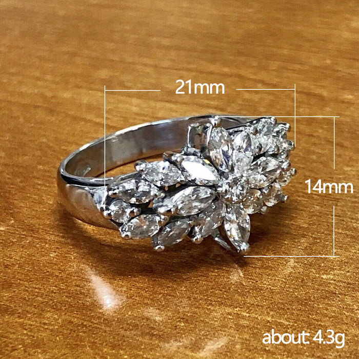 Anillo de diamantes lleno de circonitas y flores para mujer, joyería de lujo exquisita y ligera