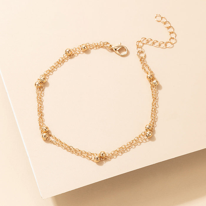 Trendy Chain Anklet Set - Two-Layer Alloy Beach Foot Jewelry