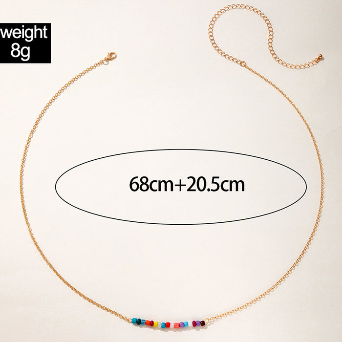 Colorful beads bohemian candy color single loop waist necklace