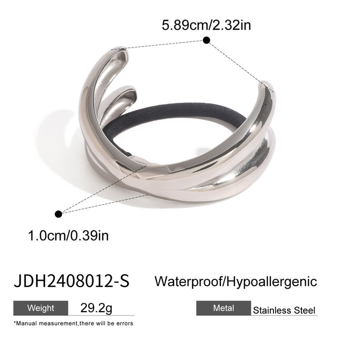 Stainless steel cross hair rope, high-end ponytail hair ring