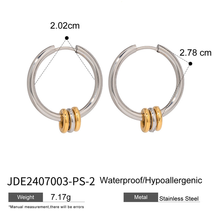 Cross-Border European Stainless Steel Hoop Earrings - High-End Electroplated Non-Fading Titanium Steel Jewelry