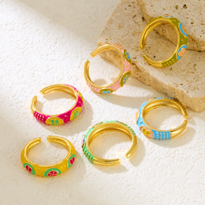 Wholesale dripping four-leaf clover open rings