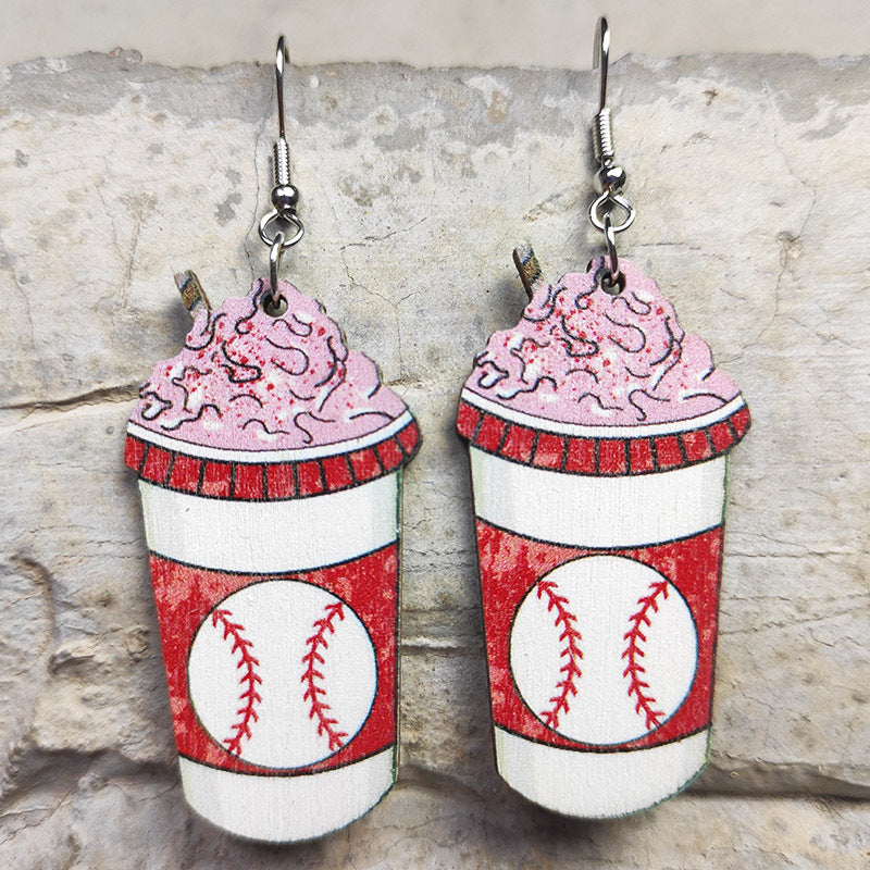 Sports Earrings with Football, Rugby, Baseball, and Basketball Designs