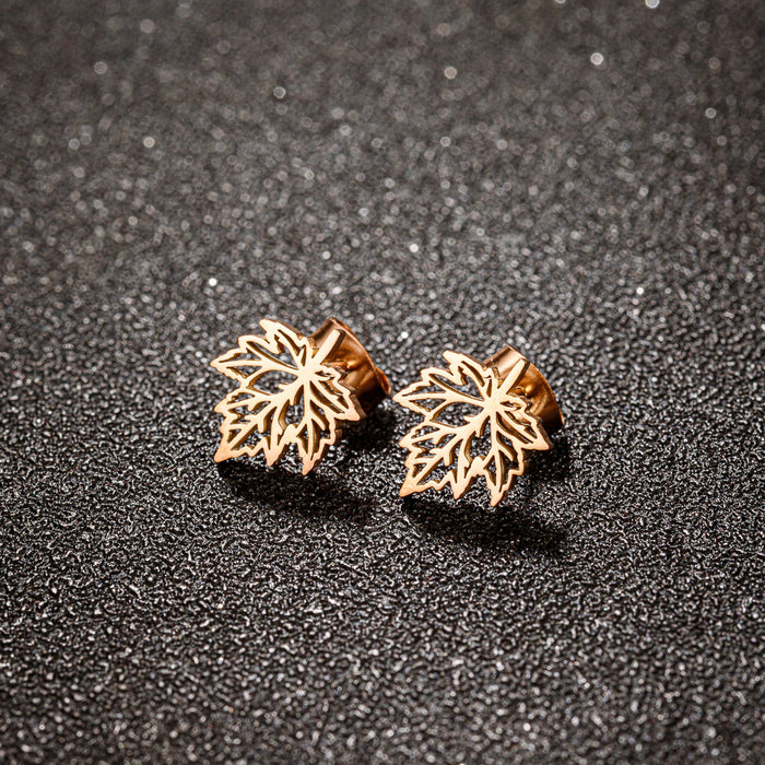 Maple Leaf Stainless Steel Stud Earrings - Nature-Inspired Jewelry