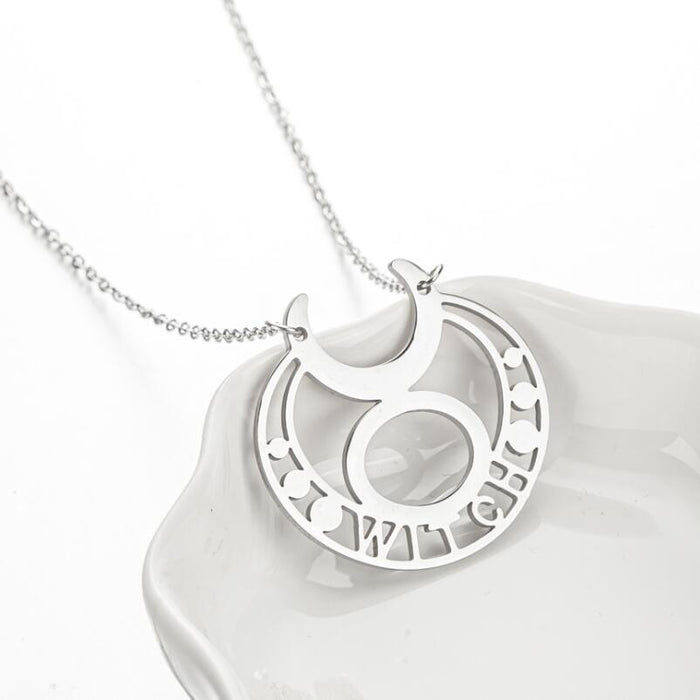 Goddess witch pendant necklace, geometric simple retro letters WITCH moon clavicle chain spot