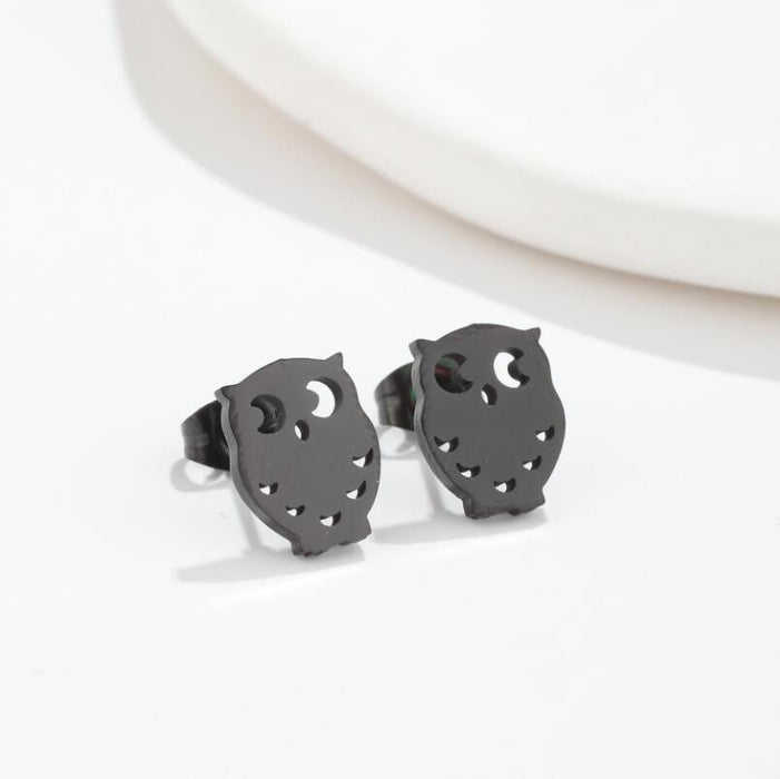 Owl Stainless Steel Stud Earrings - Charming Animal Jewelry for Nature Lovers