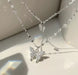 Alloy Heart Silver Micro Set Zircon Necklace - wallojewerly 