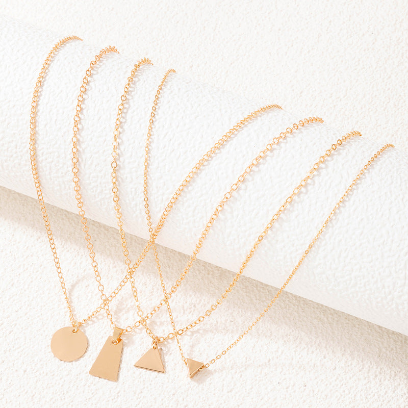 Geometric Chain Necklace - Minimalist Hip-Hop Style with Simple Line Design