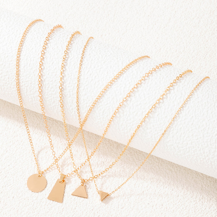 Geometric Chain Necklace - Minimalist Hip-Hop Style with Simple Line Design