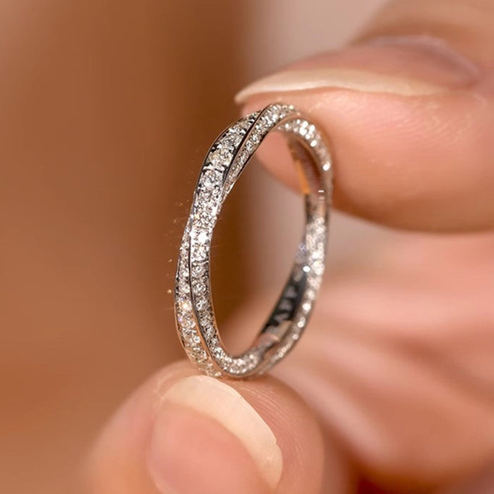 Anillo de compromiso clásico sencillo con microincrustaciones de circonitas, joyería para mujer