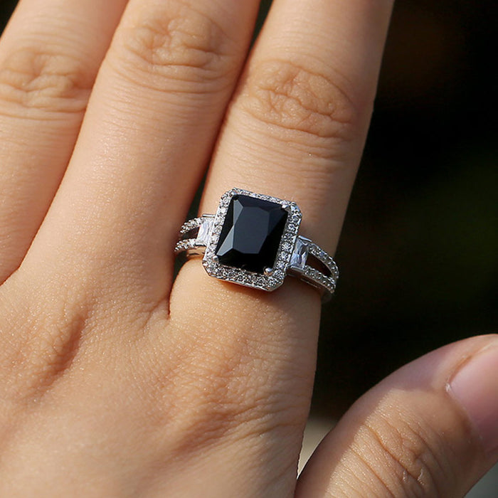 Black zircon ring for men