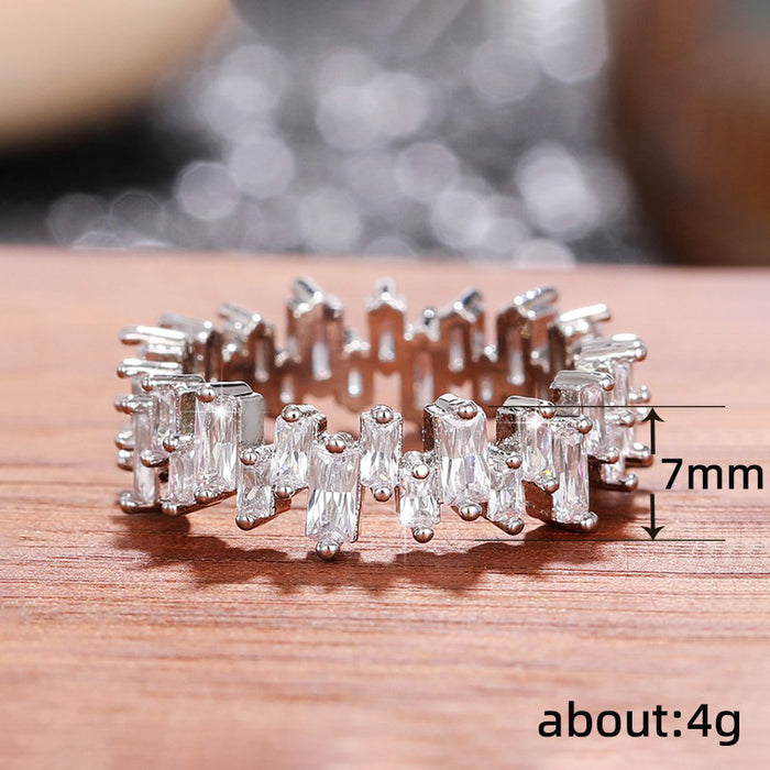 Regular row diamond ring hollow personality sweet birthday gift ring