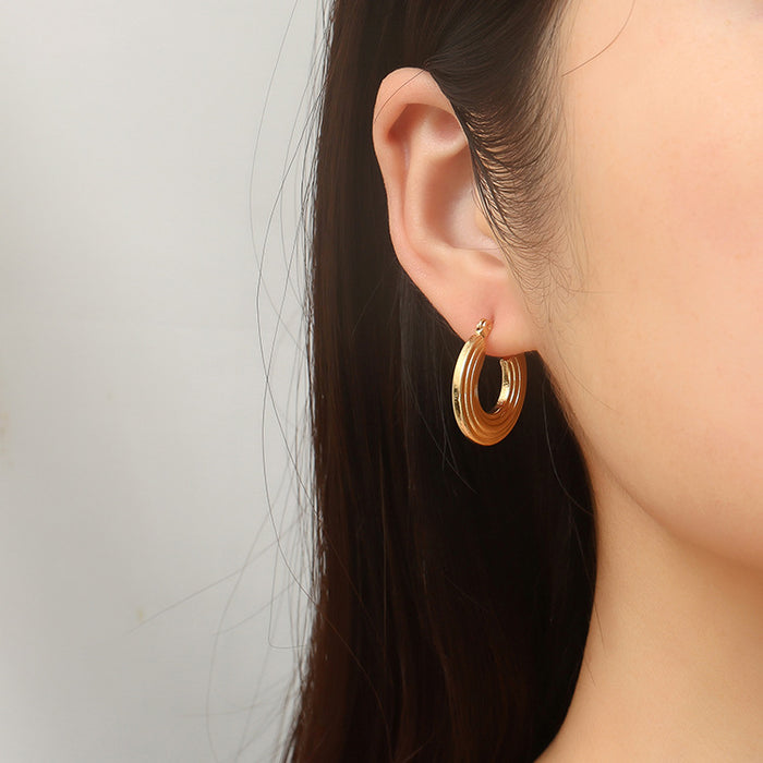 Large disc earrings 18K gold-plated titanium steel earrings