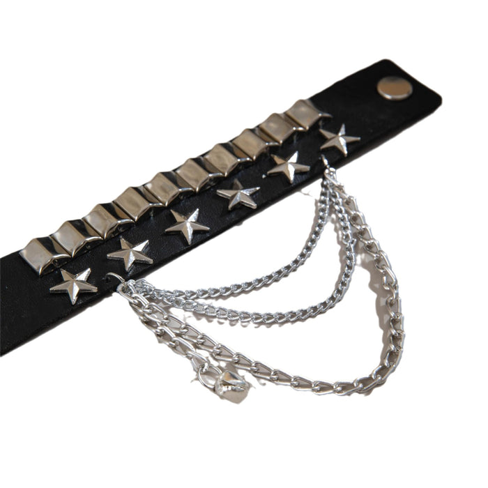 Punk Leather and Stud Bracelet - Dark Style Jewelry for Women