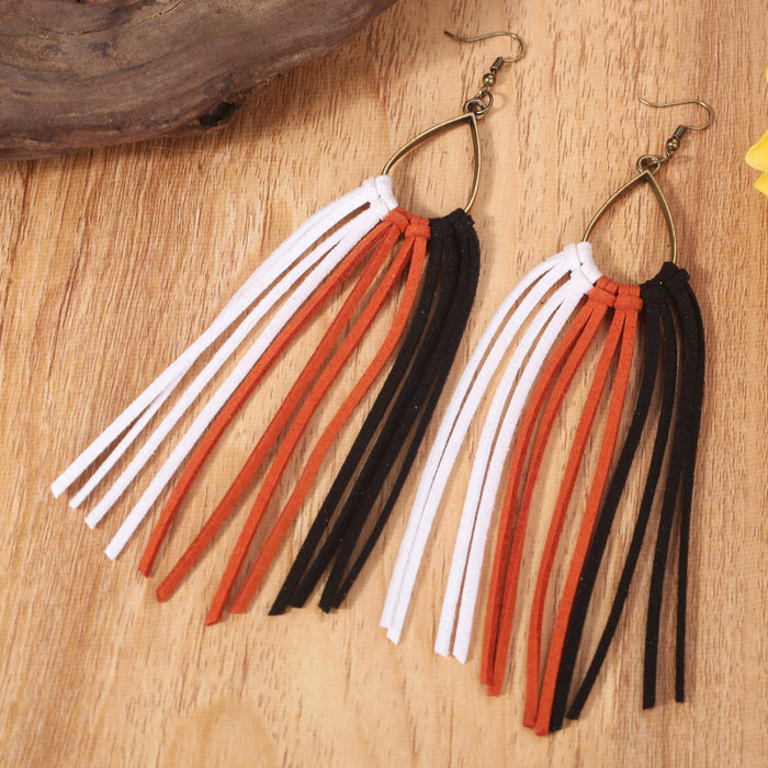 Colorful Tassel Earrings with Halloween Rainbow Design